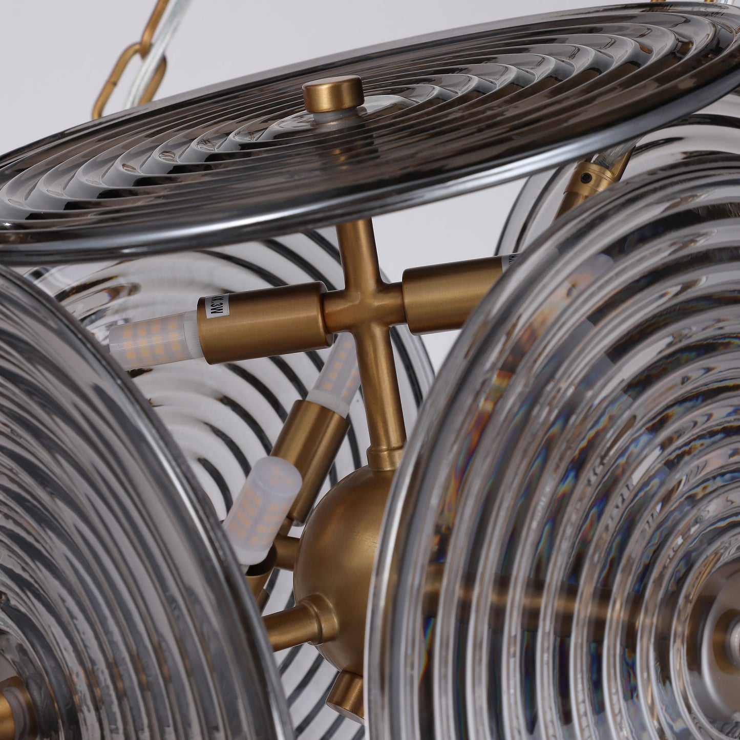 Brilliant-Maker PL9202-5 Interstellar Symphony Rippled Glass Five - Head Pendant Light - Custom B2B Grand Scale Geometric Art Lighting