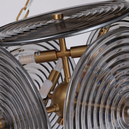 Brilliant-Maker PL9202-5 Interstellar Symphony Rippled Glass Five - Head Pendant Light - Custom B2B Grand Scale Geometric Art Lighting