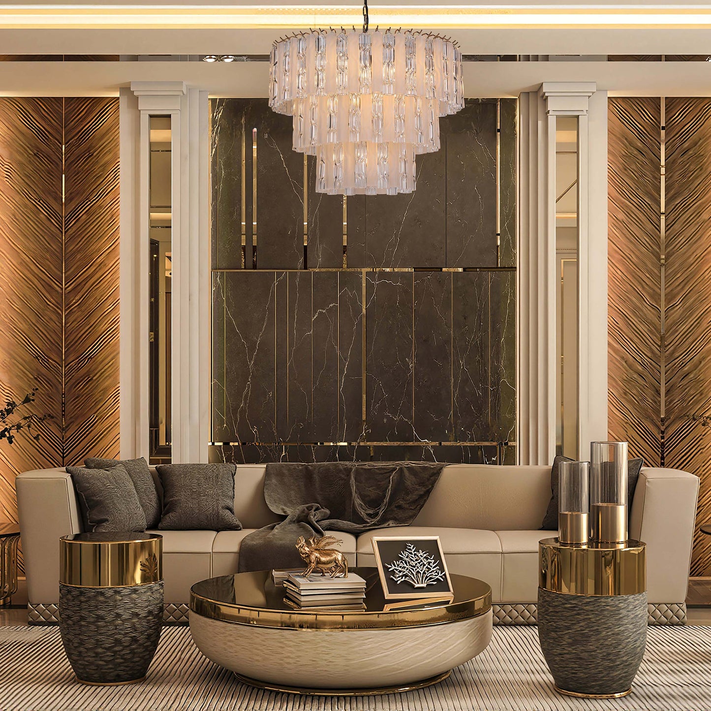 Brilliant - Maker PL9203CF مصباح معلق فاخر من الزجاج المزدوج الملون - حلول إضاءة فاخرة مخصصة للأعمال التجارية (B2B)