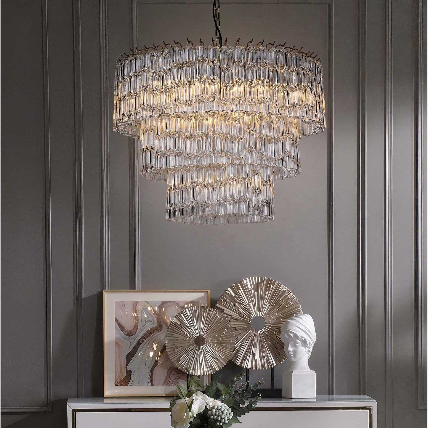 Brilliant - Maker PL9203CG Twisted Glass Chandelier - Custom B2B Lighting for Elegant Spaces