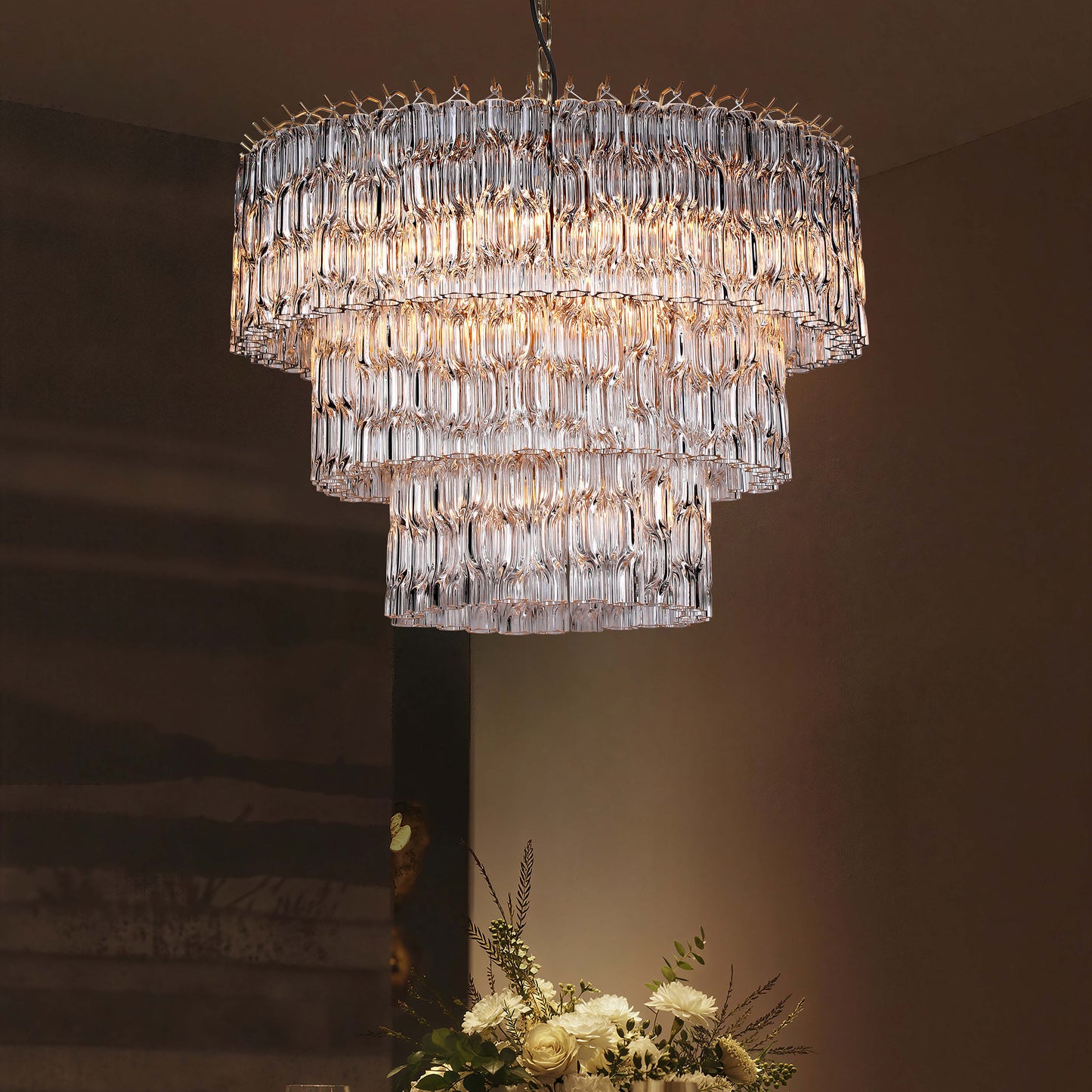 Brilliant - Maker PL9203CG Twisted Glass Chandelier - Custom B2B Lighting for Elegant Spaces