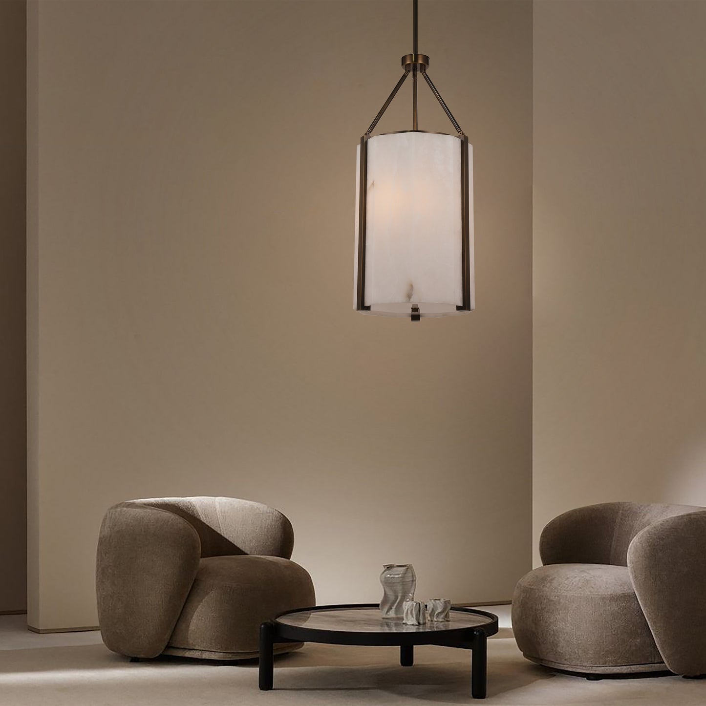 PL9205 Octagonal Cage Alabaster Pendant Lamp: Where Geometric Precision Meets Soft Glow