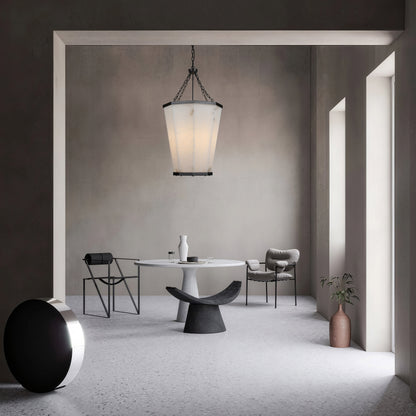 PL9206 Octagonal Cage Alabaster Pendant Lamp: Architectural Statement Piece