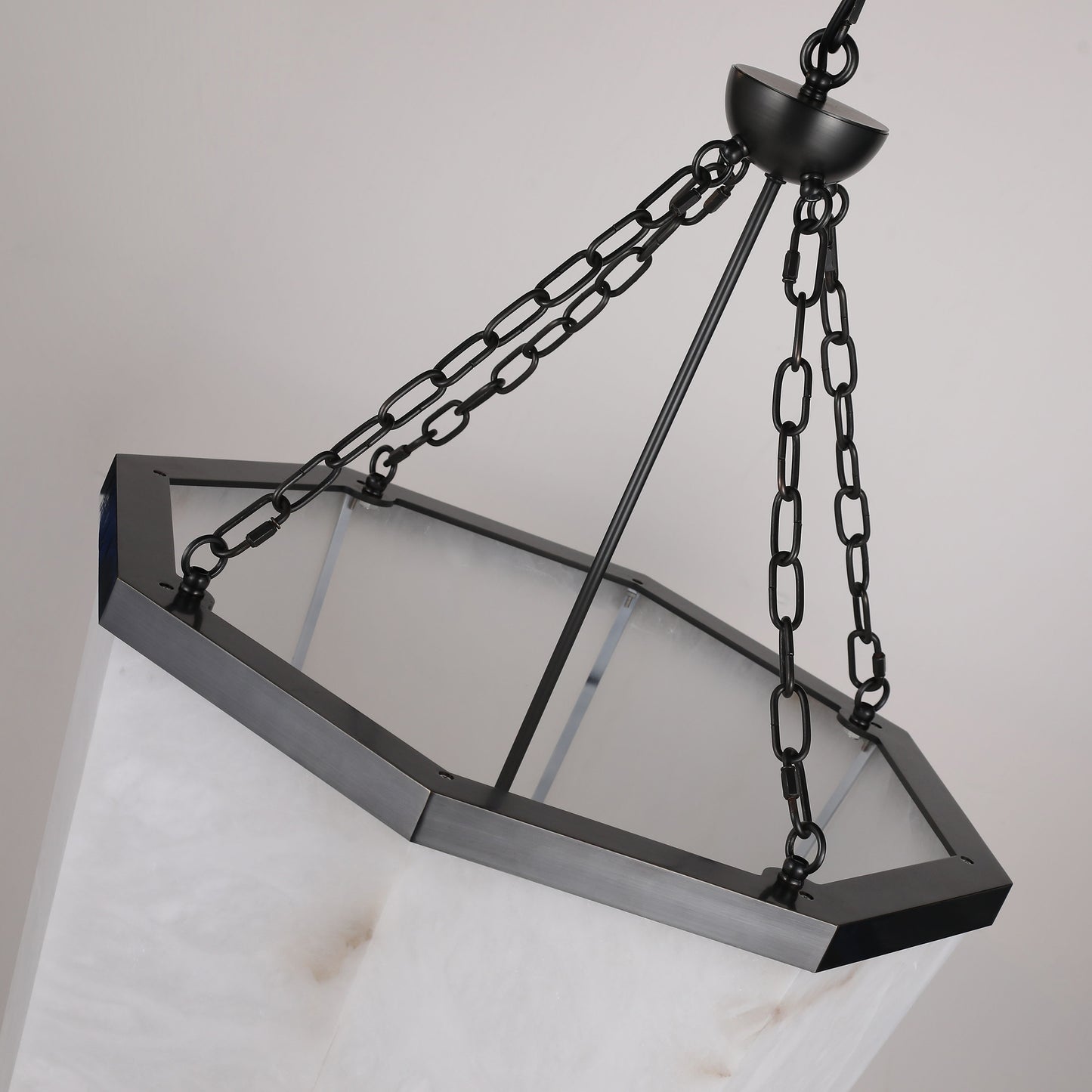PL9206 Octagonal Cage Alabaster Pendant Lamp: Architectural Statement Piece