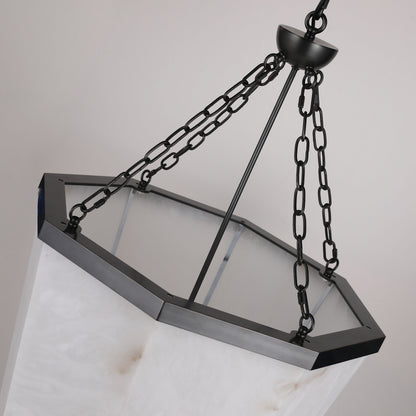 PL9206 Octagonal Cage Alabaster Pendant Lamp: Architectural Statement Piece