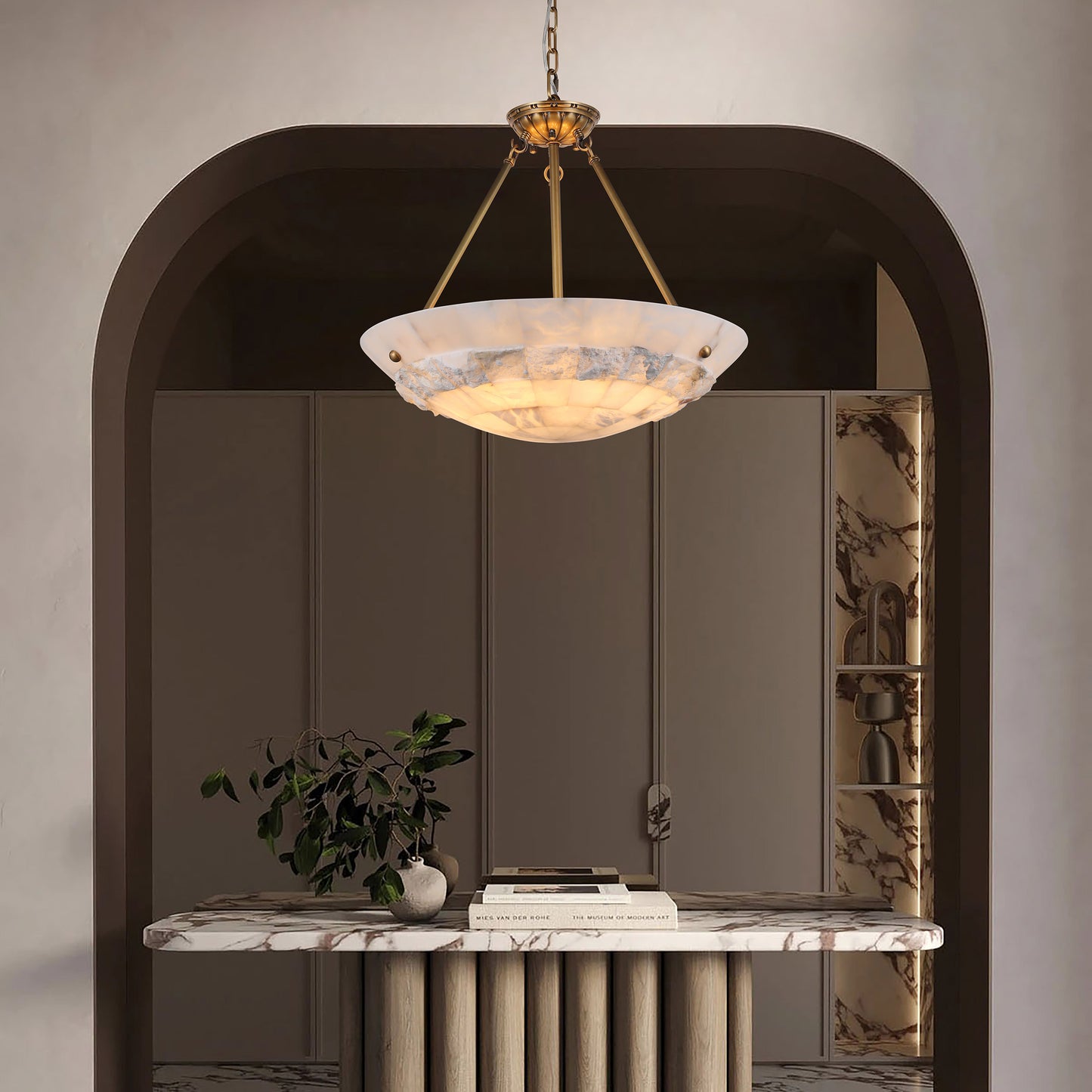PL9207 Blossom Umbrella Alabaster Pendant Lamp: Architectural Elegance Illuminated
