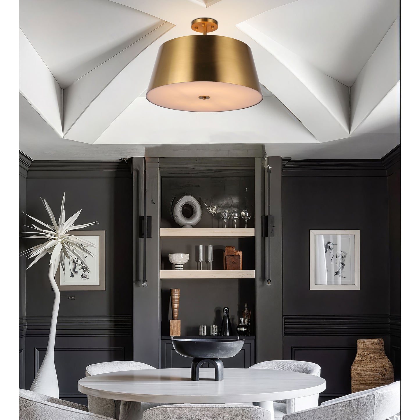 Firmament Crown Cone Metal Ceiling Lamp PL9209 | Geometric Ceiling Fixture