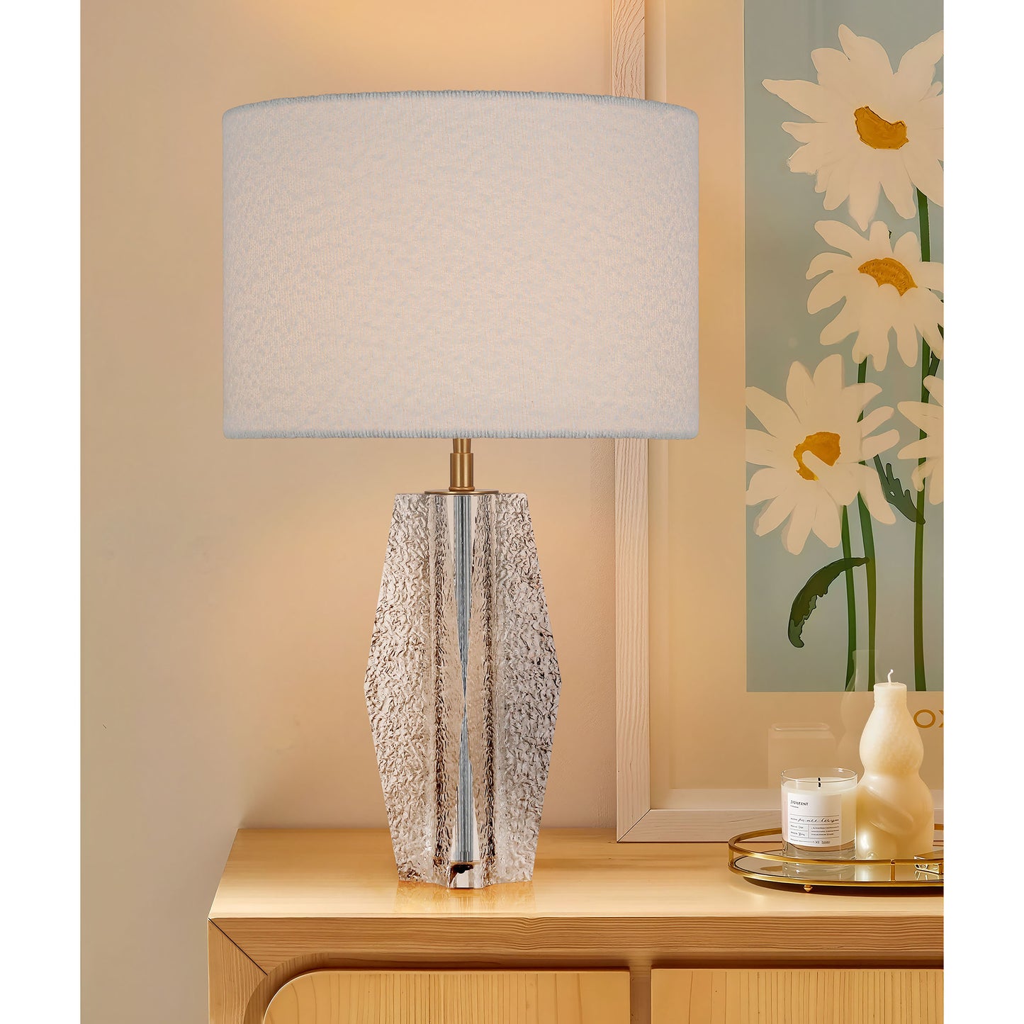Flowing Veil · Rhombic Prism Crystal Table Lamp | Hotel Suite Lighting