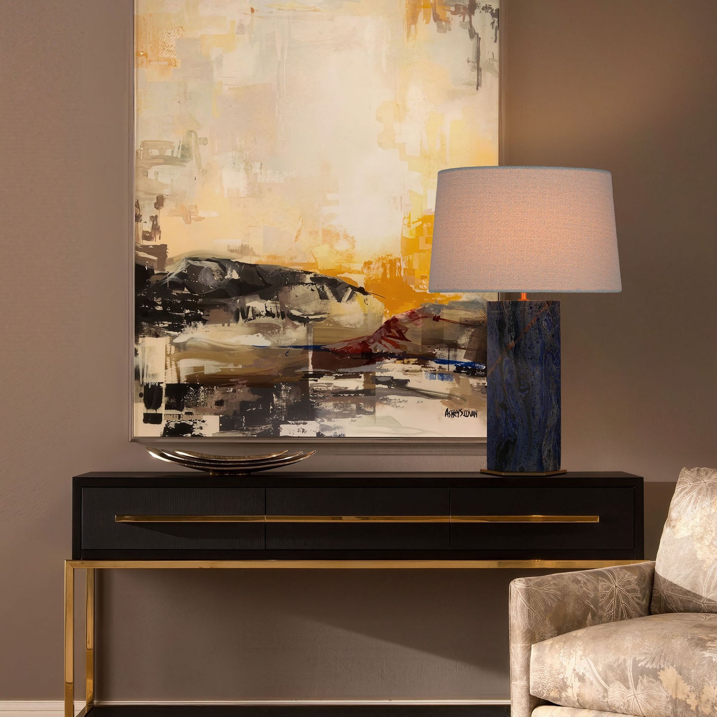 Whispers of Time · Cloisonné Hexagonal Table Lamp | Hotel Suite Light