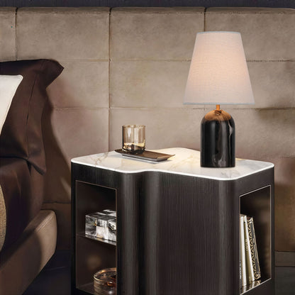 Whispers of Time · Black & White Marble Cylindrical Table Lamp TL3386