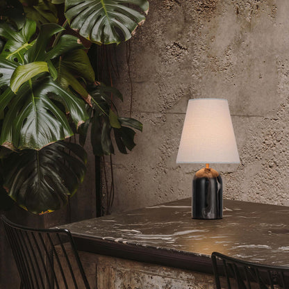 Whispers of Time · Black & White Marble Cylindrical Table Lamp TL3386