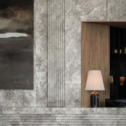 Whispers of Time · Black & White Marble Cylindrical Table Lamp TL3386