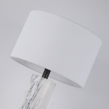 مصباح طاولة من الرخام الأبيض من بريليانت ميكر TL3389AW، أرابيسكاتو، مع غطاء من الكتان البيج BE01 - مصباح كلاسيكي عصري قابل للتخصيص من B2B بلمسة نهائية برونزية، لغرفة المعيشة/غرفة النوم/غرفة الطعام 