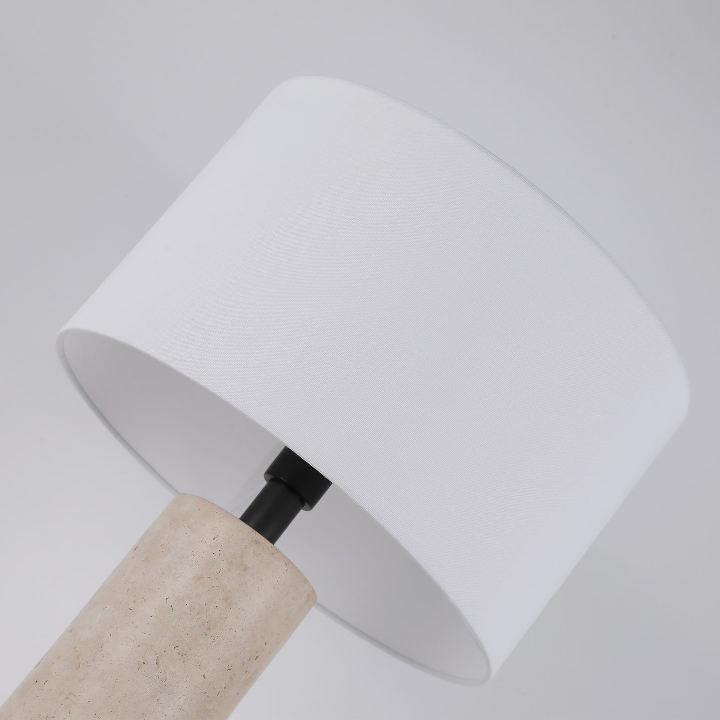 Brilliant-Maker TL3389TR Travertine Table Lamp with BE01 Beige Linen Shade - Customizable B2B Modern Classic Lamp with Bronze Finish