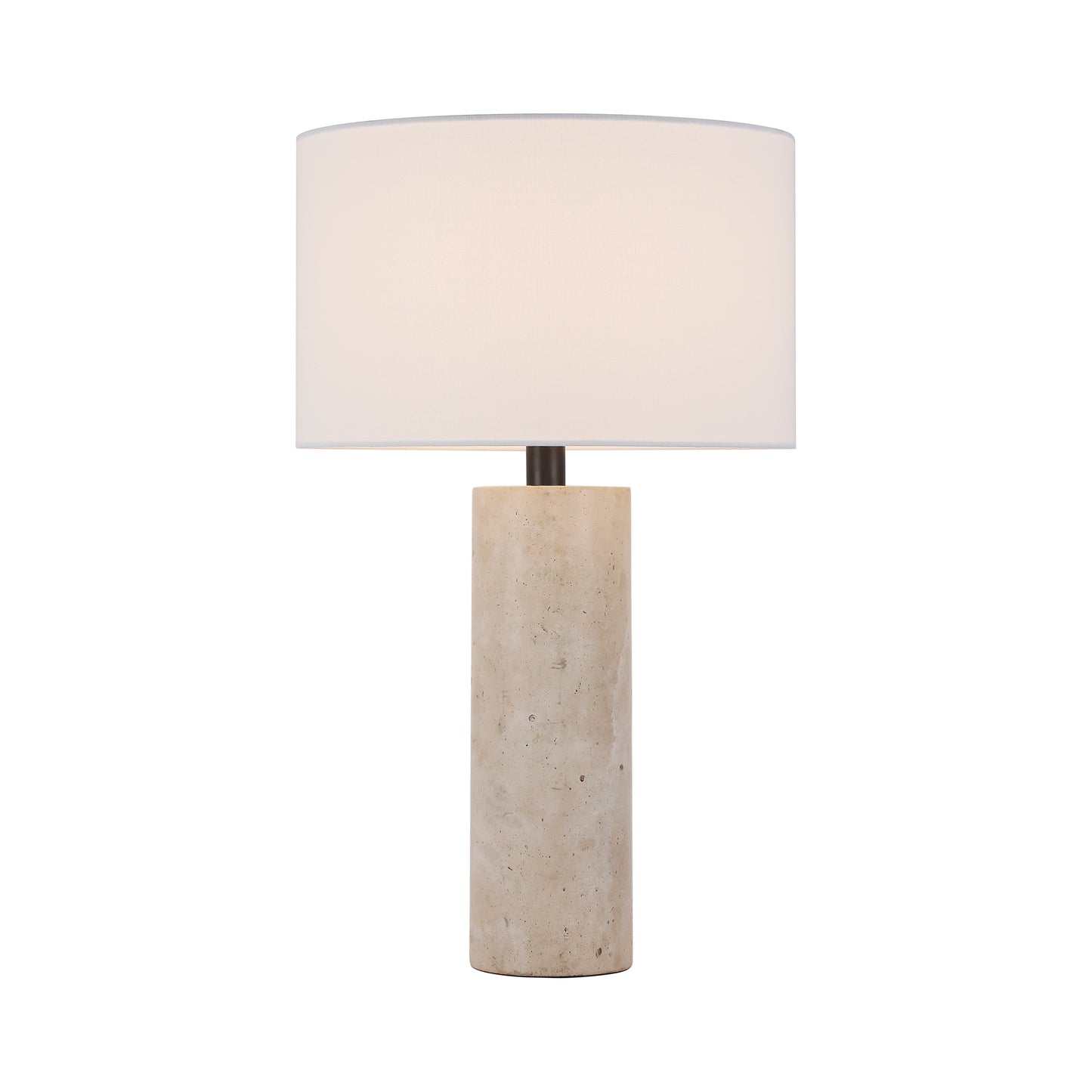 Brilliant-Maker TL3389TR Travertine Table Lamp with BE01 Beige Linen Shade - Customizable B2B Modern Classic Lamp with Bronze Finish
