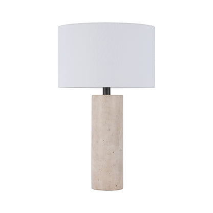 Brilliant-Maker TL3389TR Travertine Table Lamp with BE01 Beige Linen Shade - Customizable B2B Modern Classic Lamp with Bronze Finish