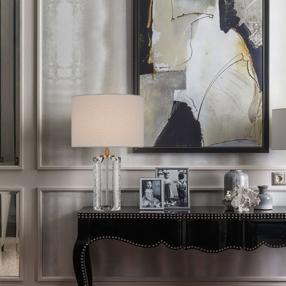 Flowing Veil · Cylindrical Crystal Table Lamp