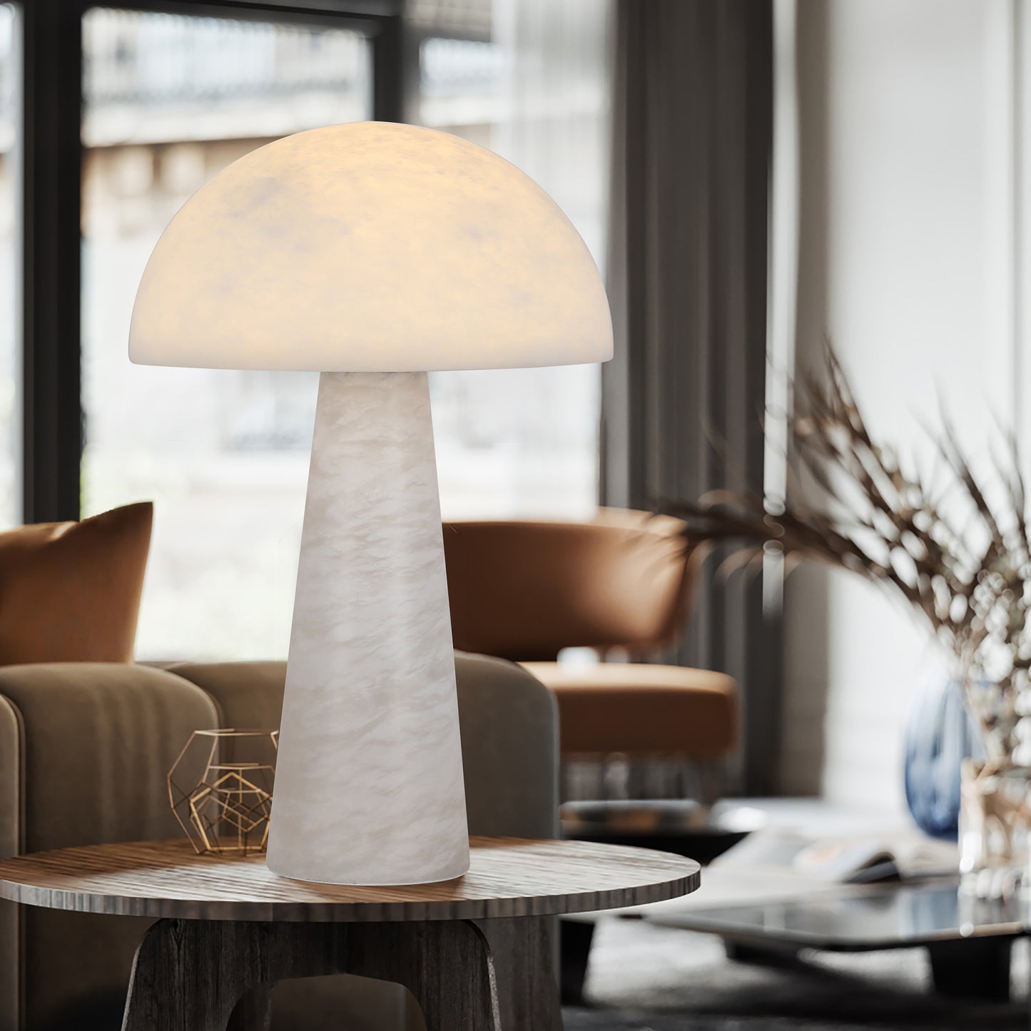 Illuminate with Nature’s Elegance: TL3391 Mushroom Alabaster Table Lamp by Brilliant-Maker