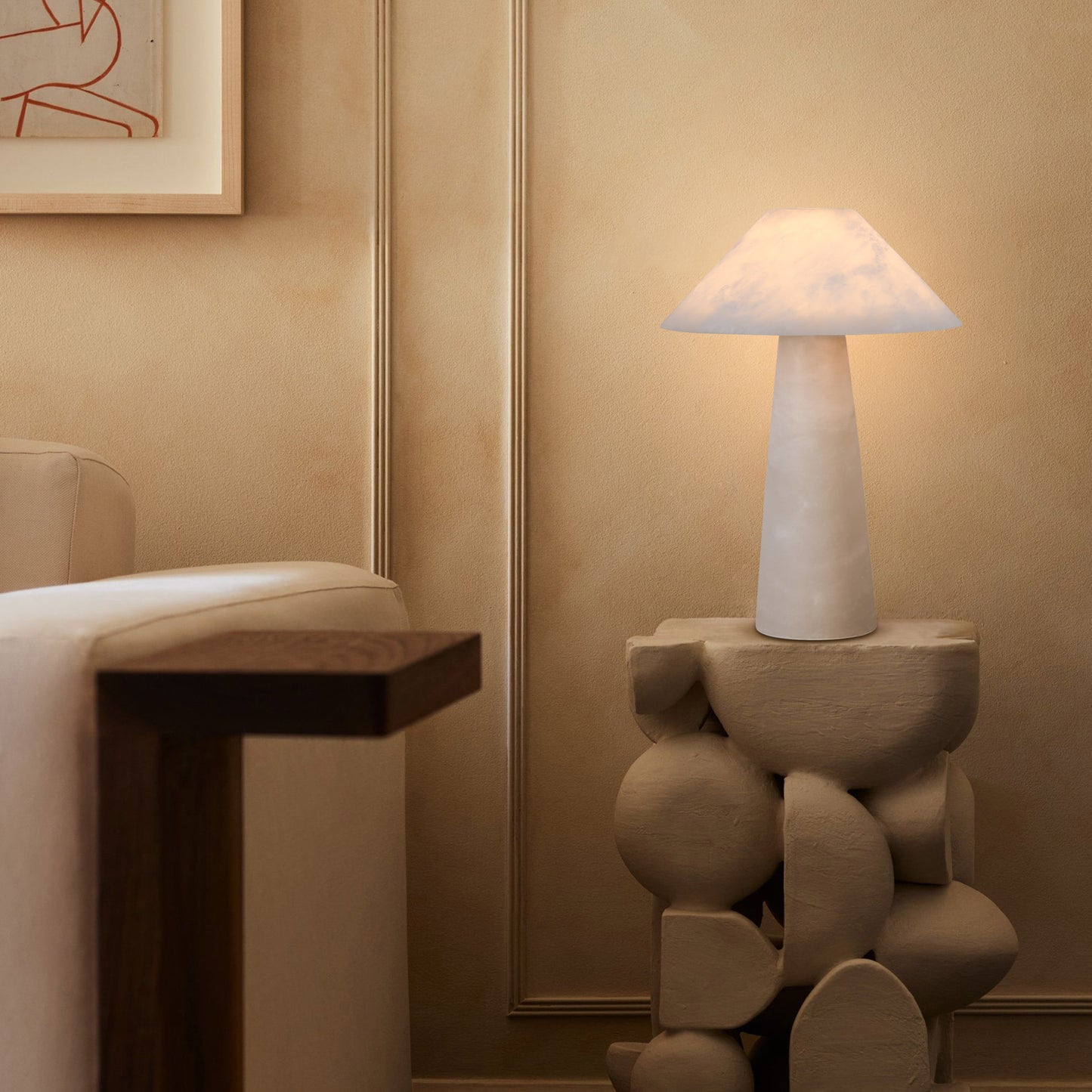 TL3392 Cone Alabaster Table Lamp: Where Modern Geometry Meets Organic Warmth
