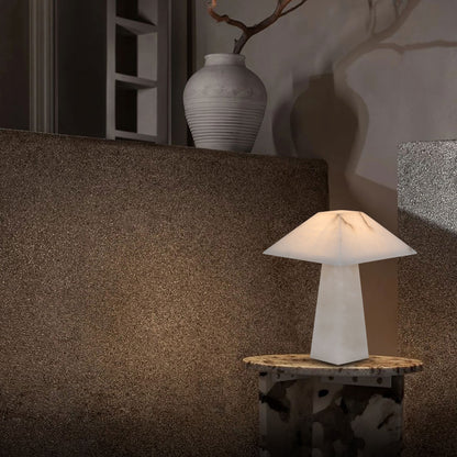 TL3393 Square Alabaster Table Lamp: Architectural Serenity in Stone