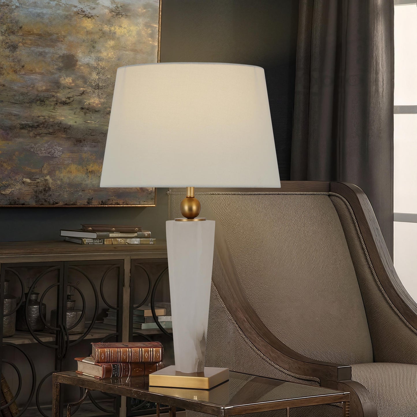 TL3394 Plum Blossom Alabaster Table Lamp: A Sculptural Tribute to Natural Elegance
