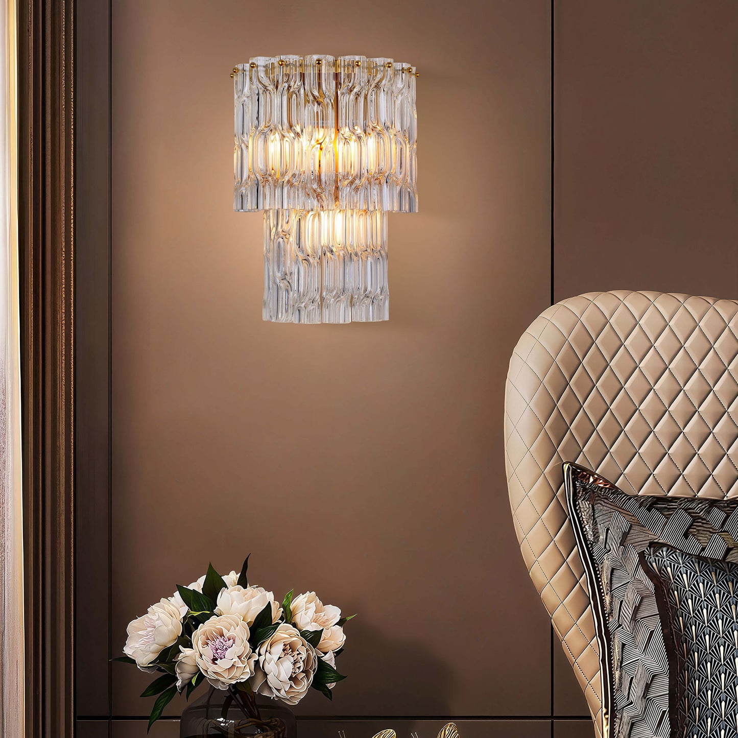 Brilliant-Maker WL7112CG Twisted Glass Wall Lamp - The Pinnacle of Luxury Custom Lighting